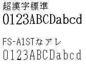 compare han-kaku fonts